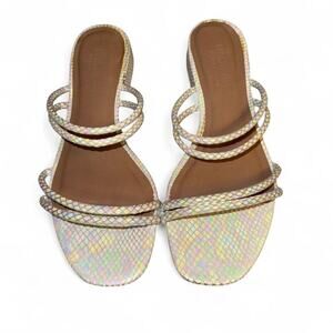Insane vtg 70s 90s holographic snake print festival sandals